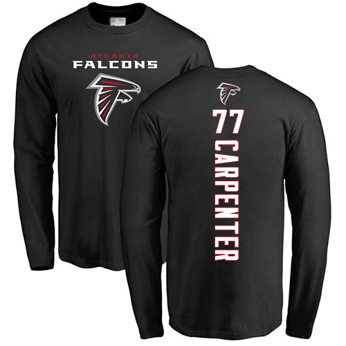 Atlanta Falcons Men Black James Carpenter Backer NFL Football #77 Long Sleeve T Shirt->atlanta falcons->NFL Jersey